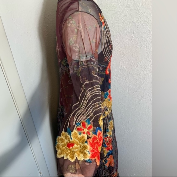 Johnny Was Kyler Mesh Dress Size XXS Embroidery w/ many loose threads throughout - Picture 9 of 14
